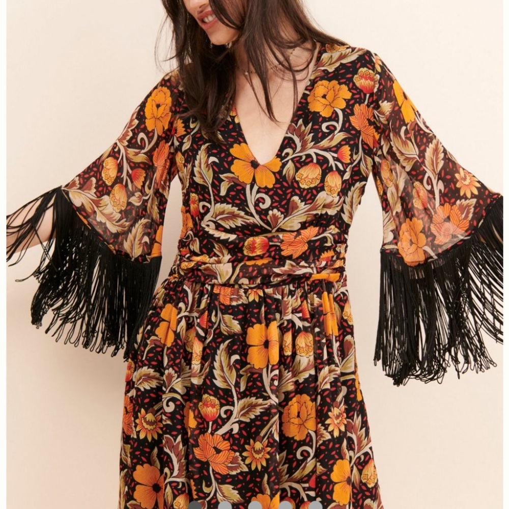*RARE* Anthropologie Floral Mini Dress with fringe detail by VERB